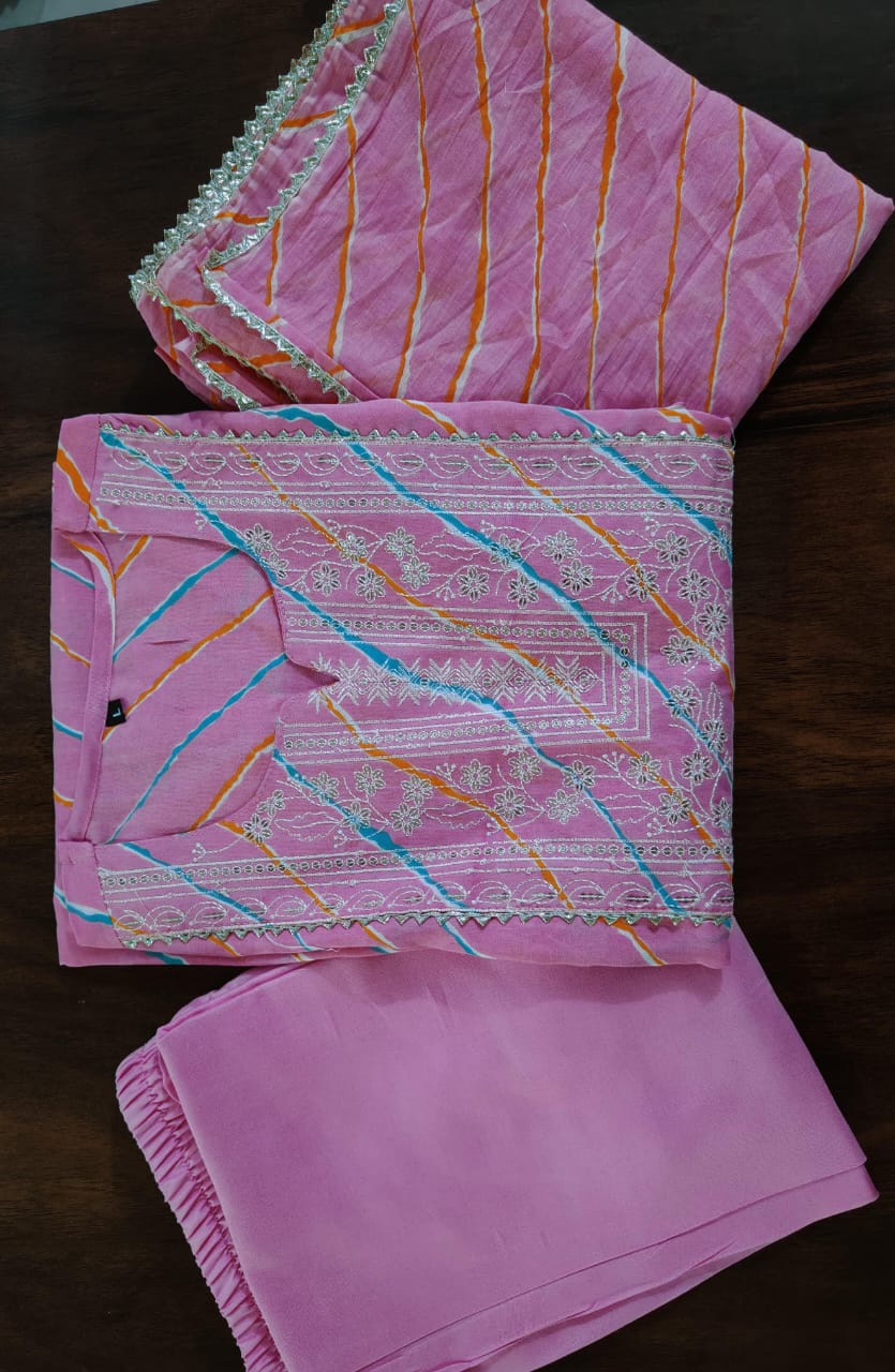 Rayon Fabric Straight Kurti Pant With Malmal Dupatta