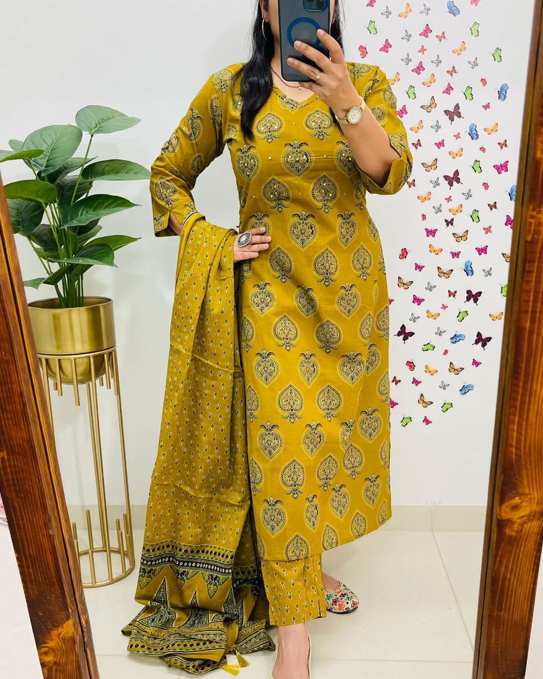 Yellow Designer Azrak Cotton Suit