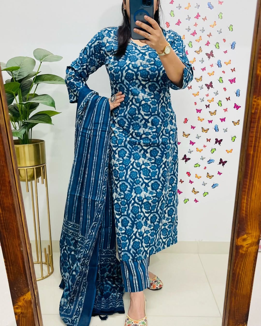Deep Blue Designer Azrak Cotton Suit