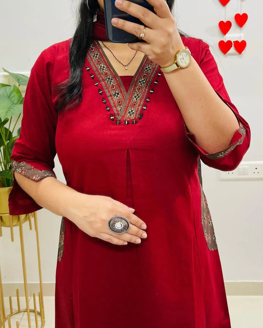 Designer Kutch Style Applique Work Cotton Suit