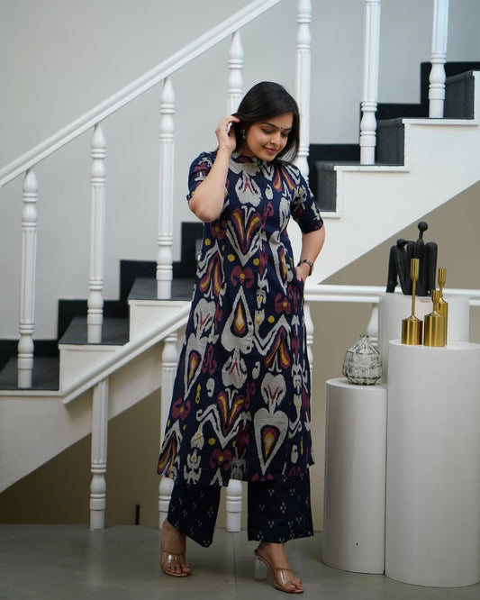 Pure Cotton Printed Kurta and Pant Set (Multicolor)