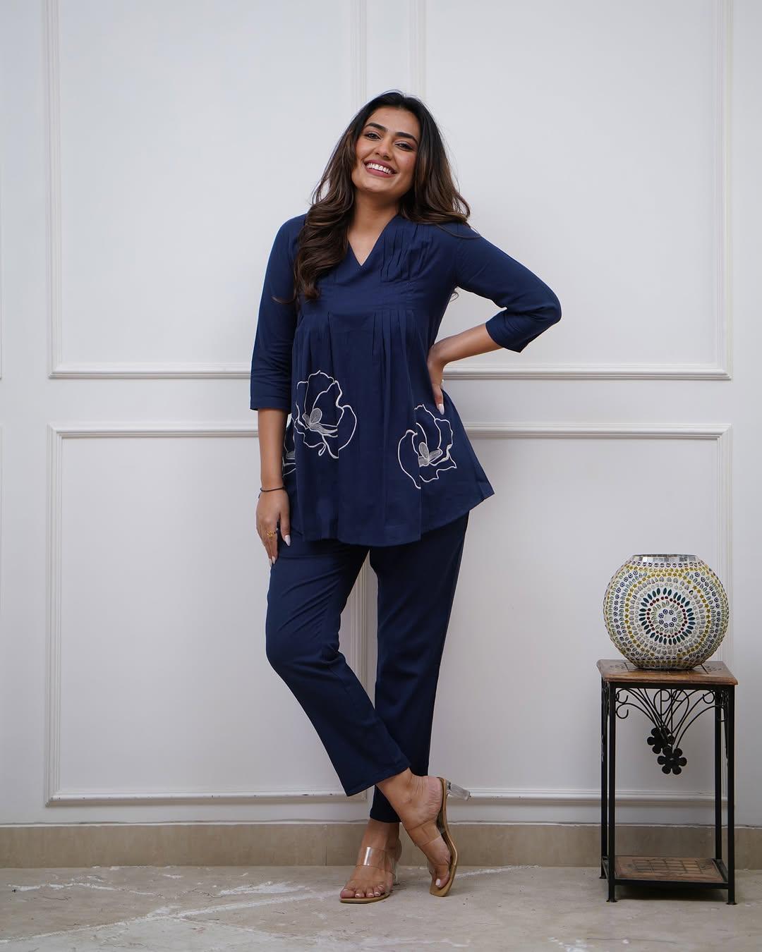 Blue Cotton Modern Co-ord Set