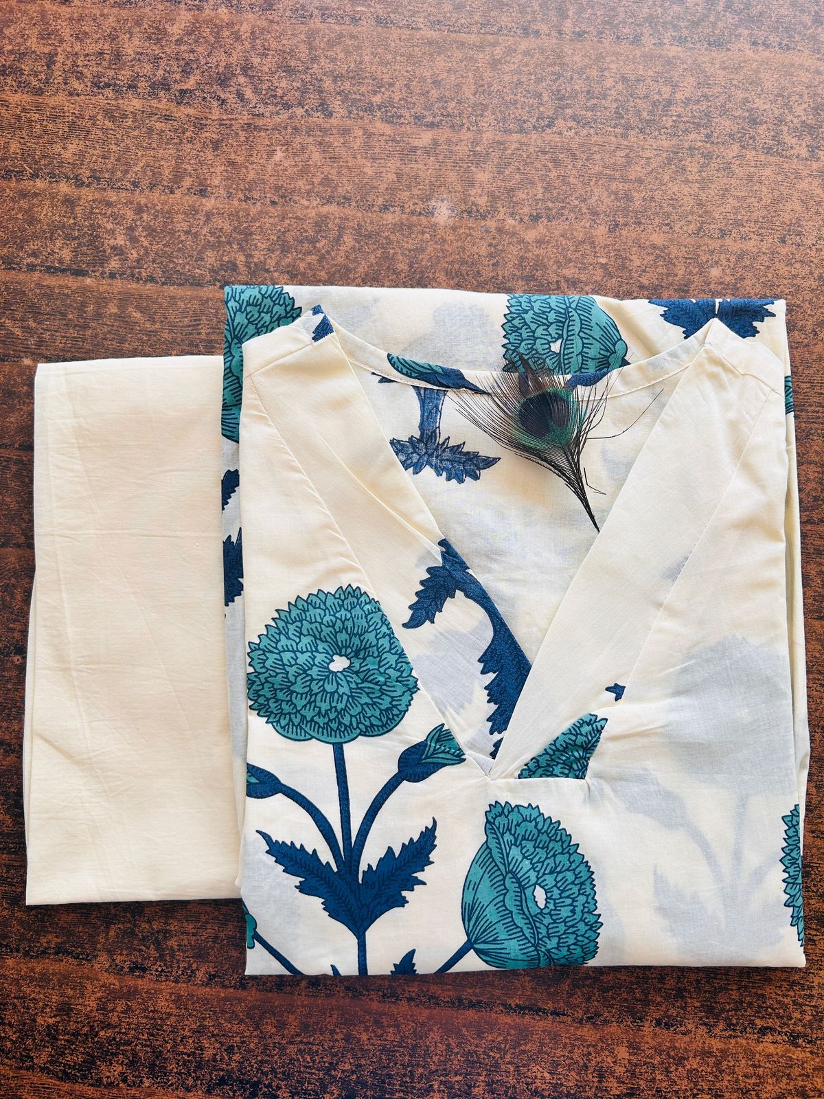 Light Blue Printed Cotton Co-Ord Set