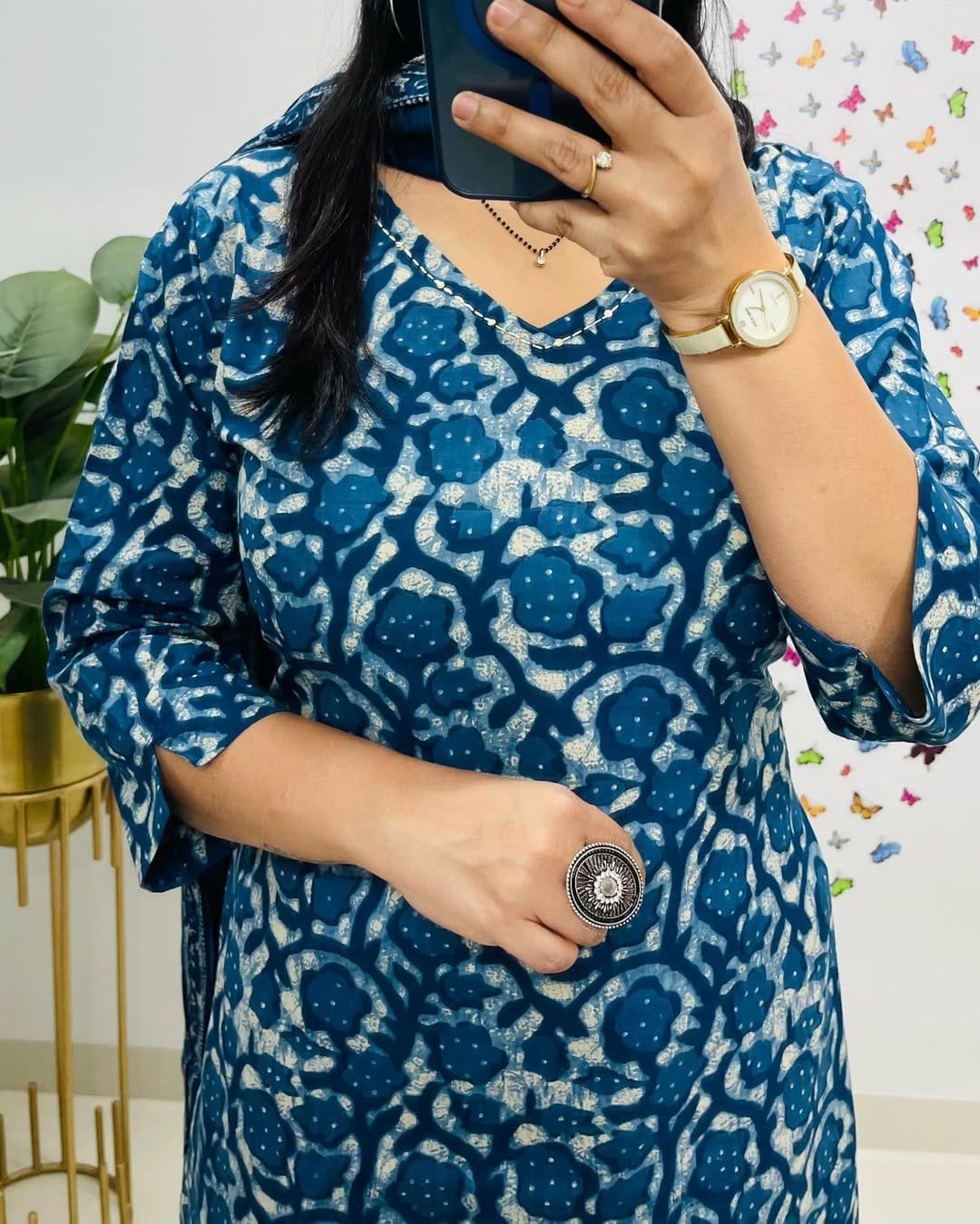 Deep Blue Designer Azrak Cotton Suit
